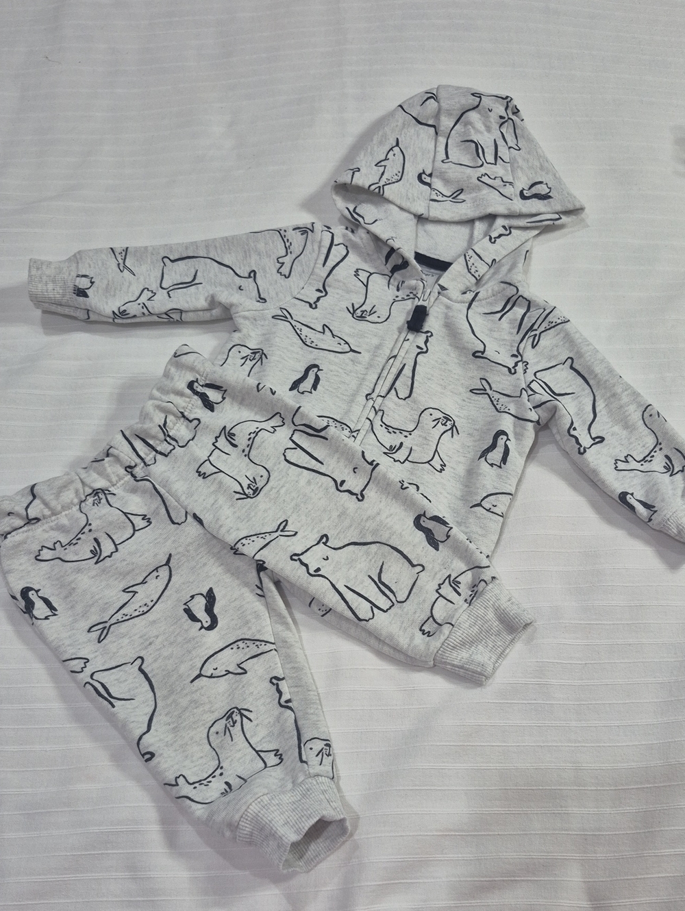 Carter's Light Gray Animal Print Hoodie & Jogger Set